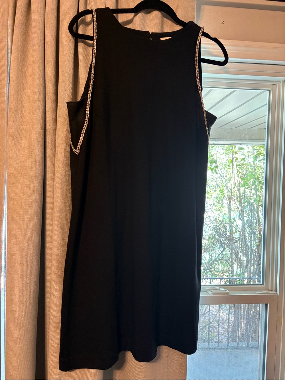 LOFT Black Sleeveless Mini Dress with Rhinestone Trim